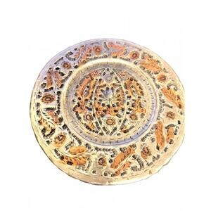 Vintage Persian Hand Hammered Copper Tinned Wall Hanging Plate Dish